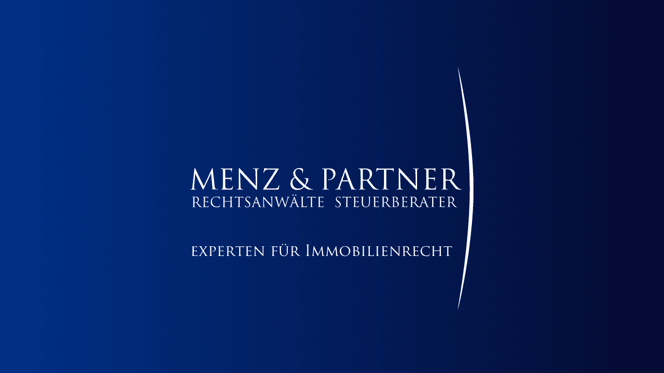 Logo der Kanzlei Menz & Partner mit Aufschrift "Experten für Immobilienrecht"