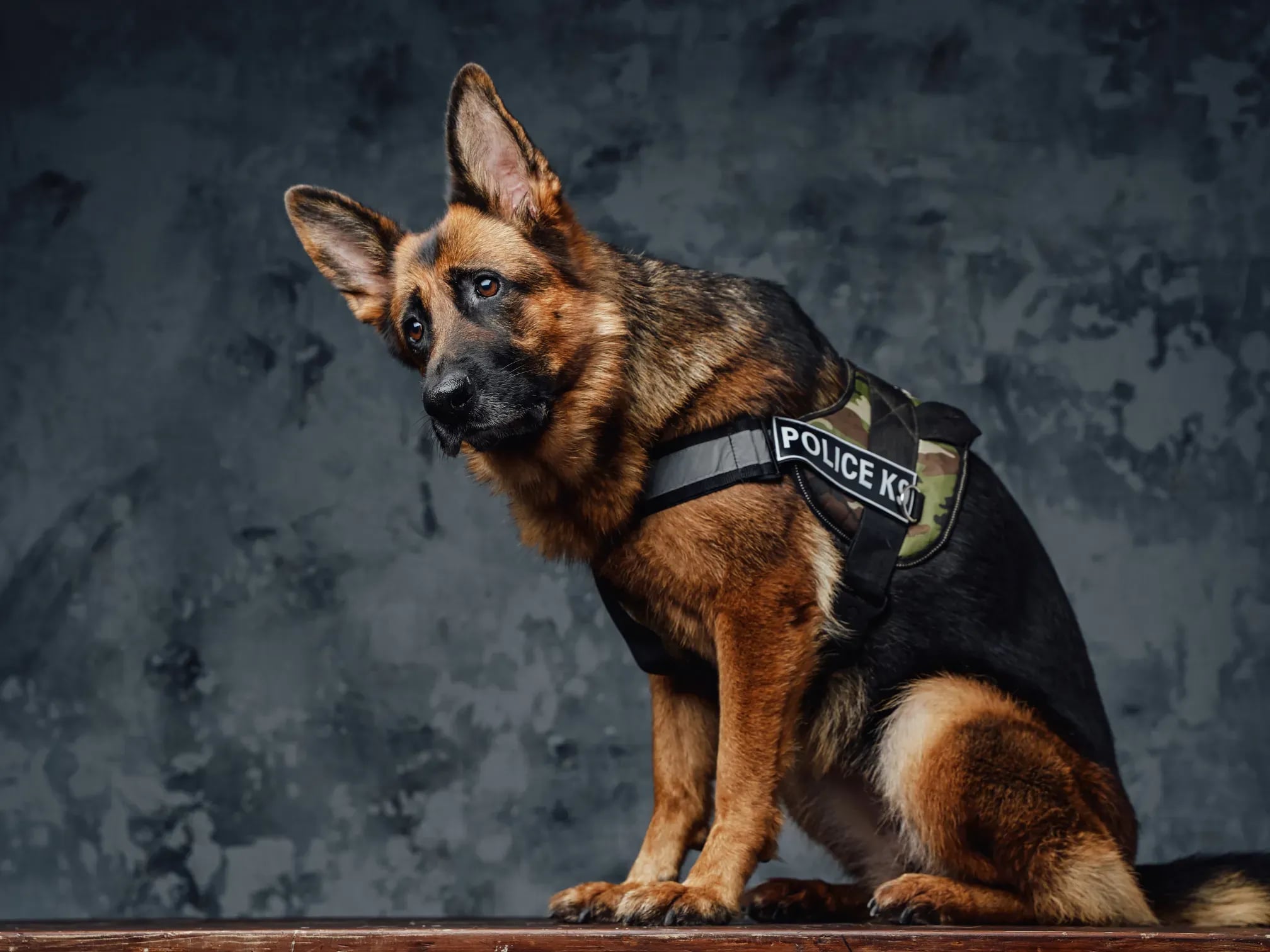 Polizeihund für Durchsuchung