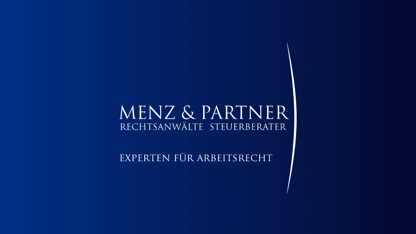 Logo der Kanzlei Menz & Partner mit Schrift: Experten für Arbeitsrecht