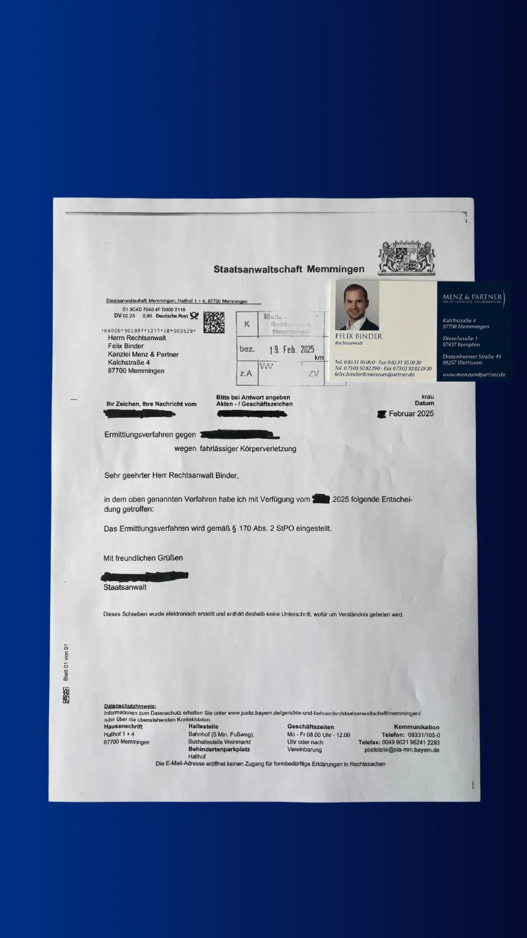 Verfahren eingestellt
